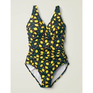 Boden Talmanaca One-Piece Swimsuit - Lemon Fruit in Navy Pattern - Size 8L